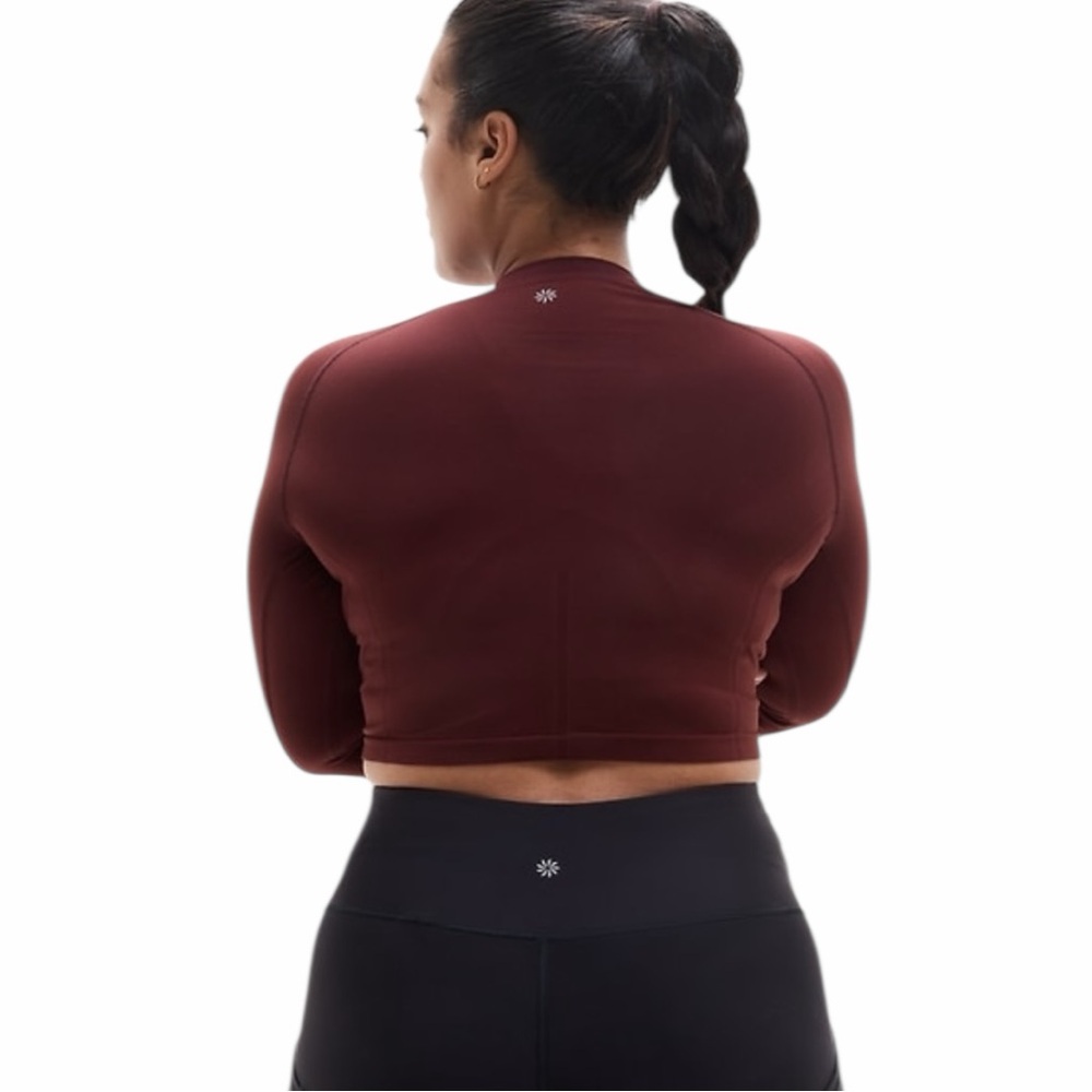 NWT Athleta LS Momentum Flex Crop Top - Garnet/X-Small - Picture 4 of 10